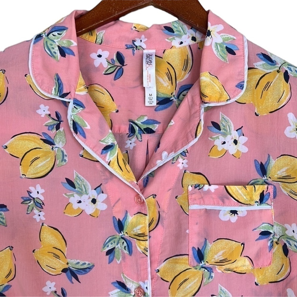 Gillian & OMalley Lemon Print Long Sleeve Sleepwear Pajama Top - Picture 3 of 12